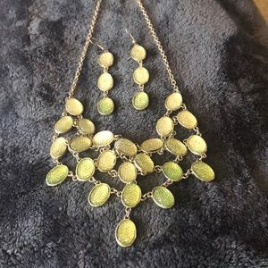 Lime green and gold necklace
